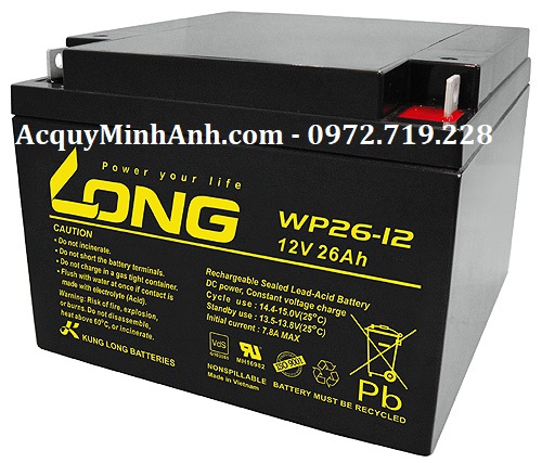 Minh Anh - Đại lý ắc quy lưu điện giá tốt nhất Thái Bình - LONG WP26-12 Minh Anh - Đại lý ắc quy lưu điện giá tốt nhất Thái Bình - LONG WP26-12