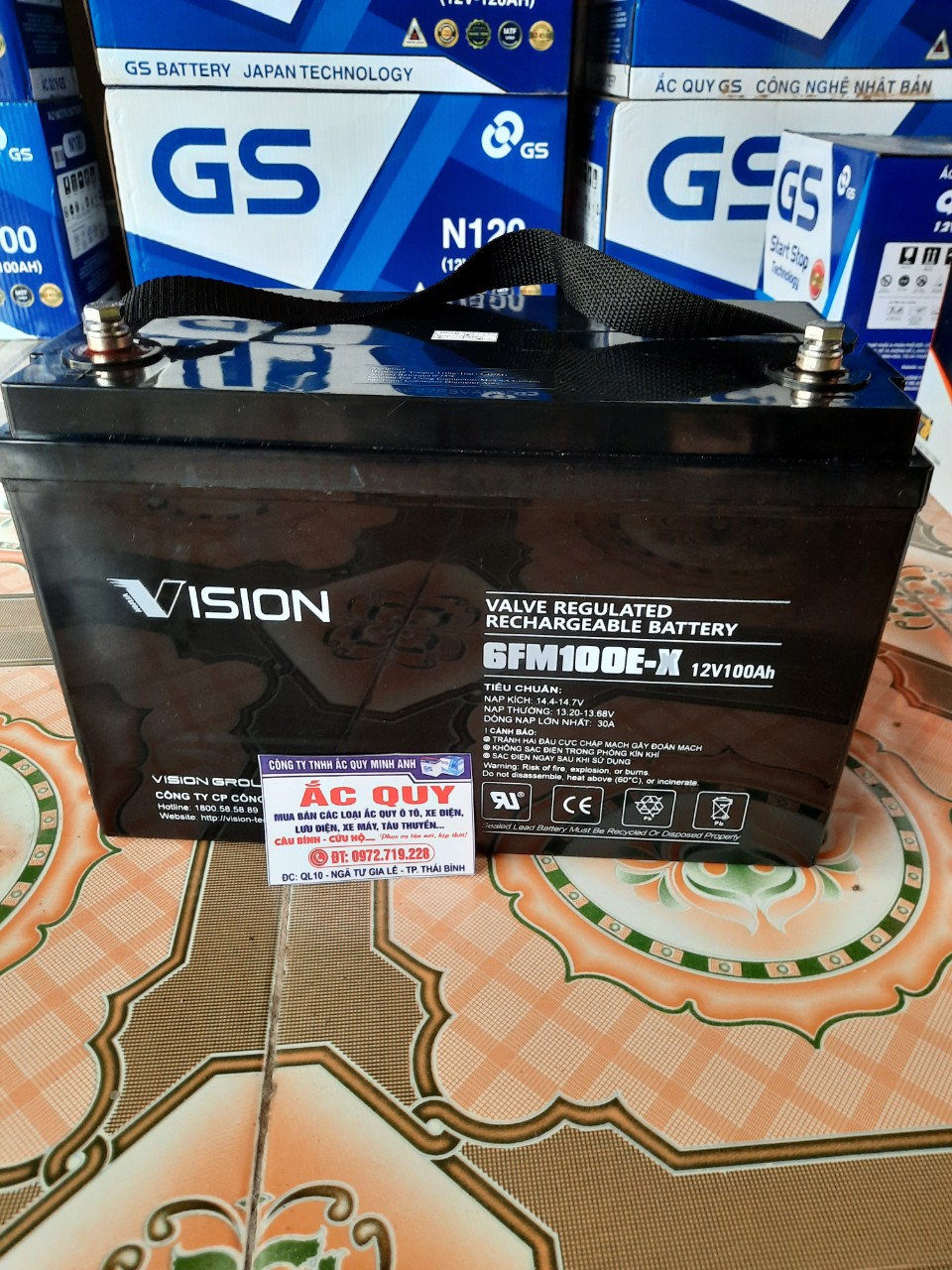 Ắc Quy Vision 6FM100E-X 12V-100AH